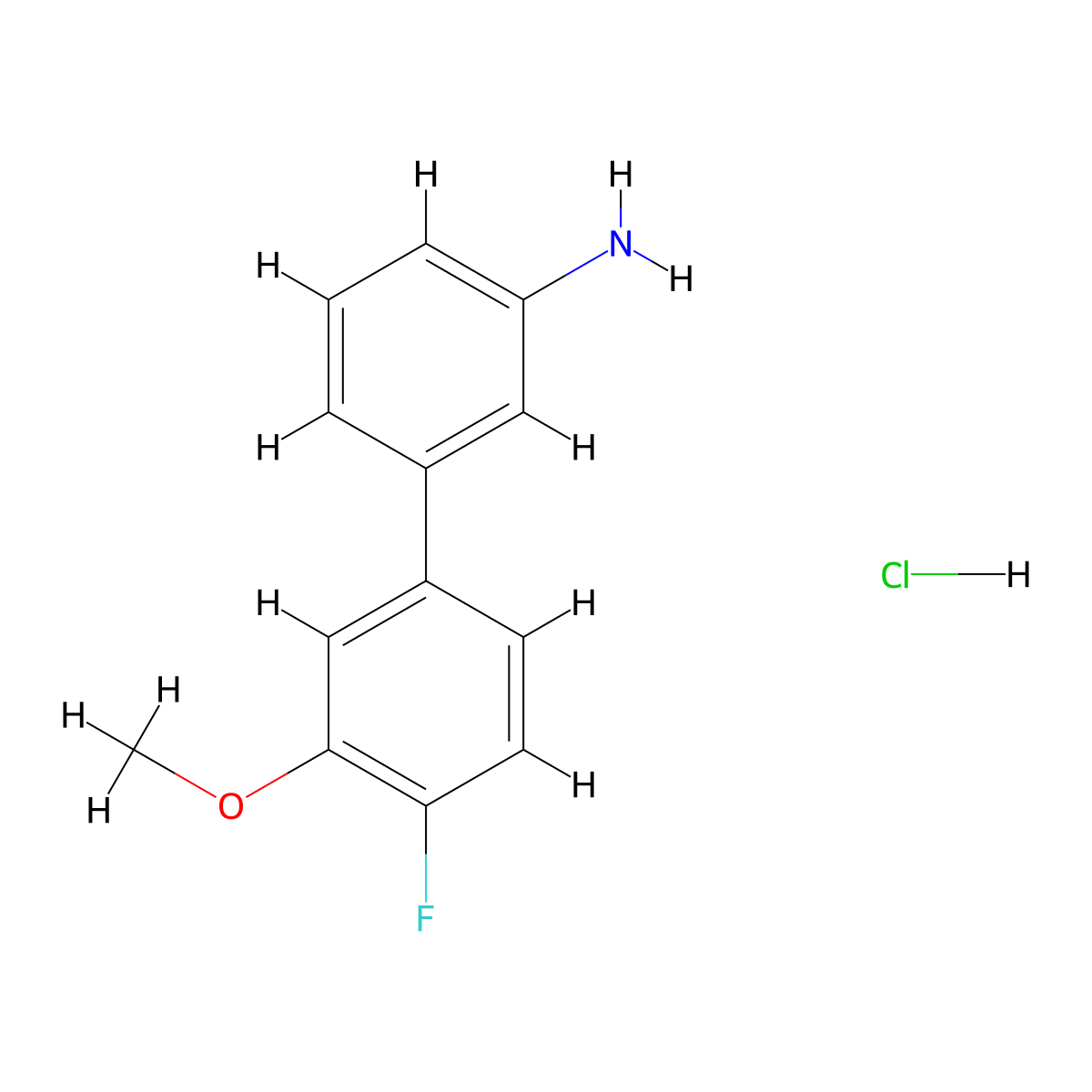3-(4-Fluoro-3-methoxyphenyl)aniline, HCl molecular structure, CAS 1373233-05-6