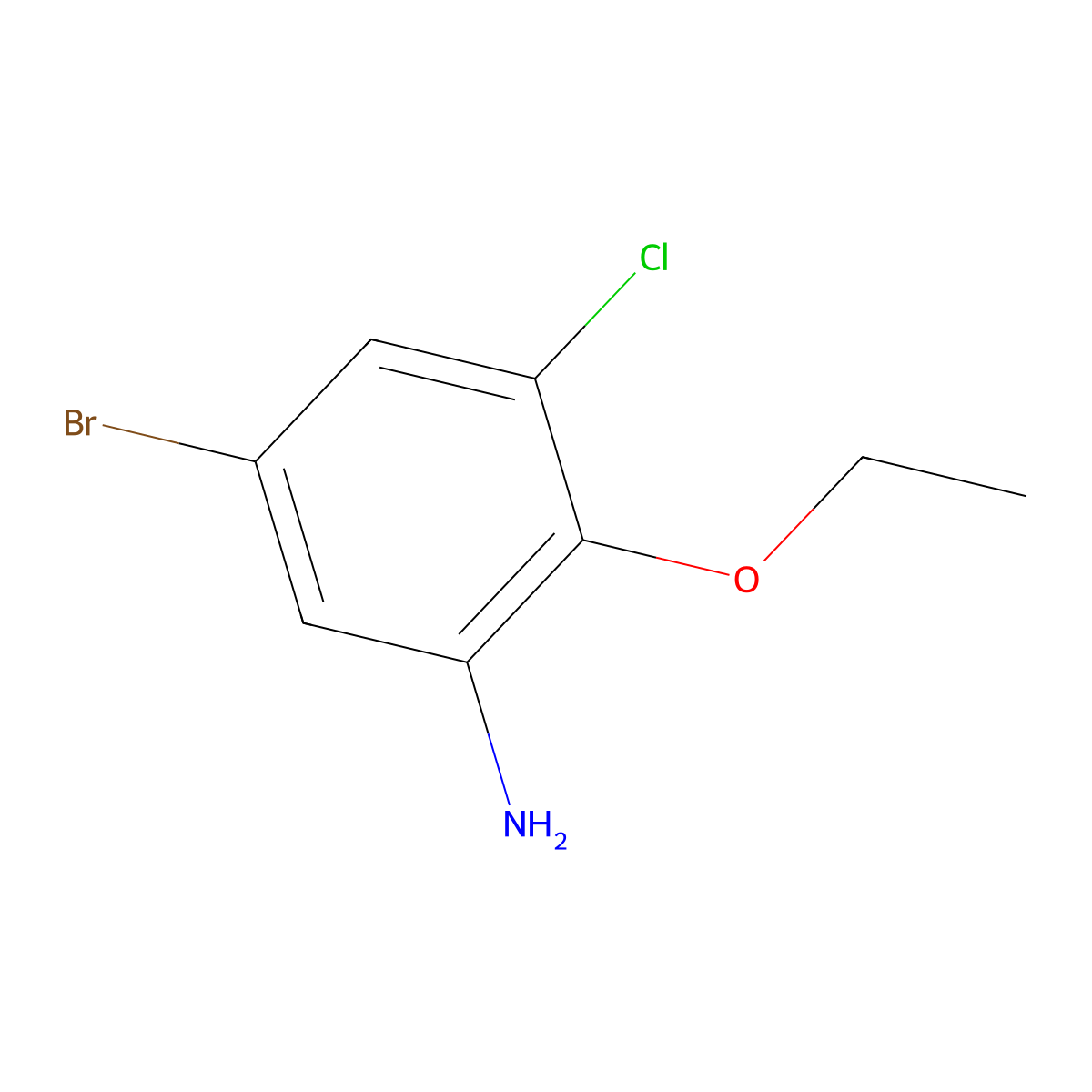 5-Bromo-3-chloro-2-ethoxyaniline molecular structure, CAS 1373233-25-0