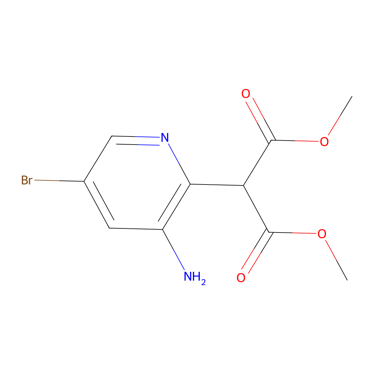 1,3-Dimethyl 2-(3-amino-5-bromopyridin-2-yl)propanedioate molecular structure, CAS 1373233-26-1