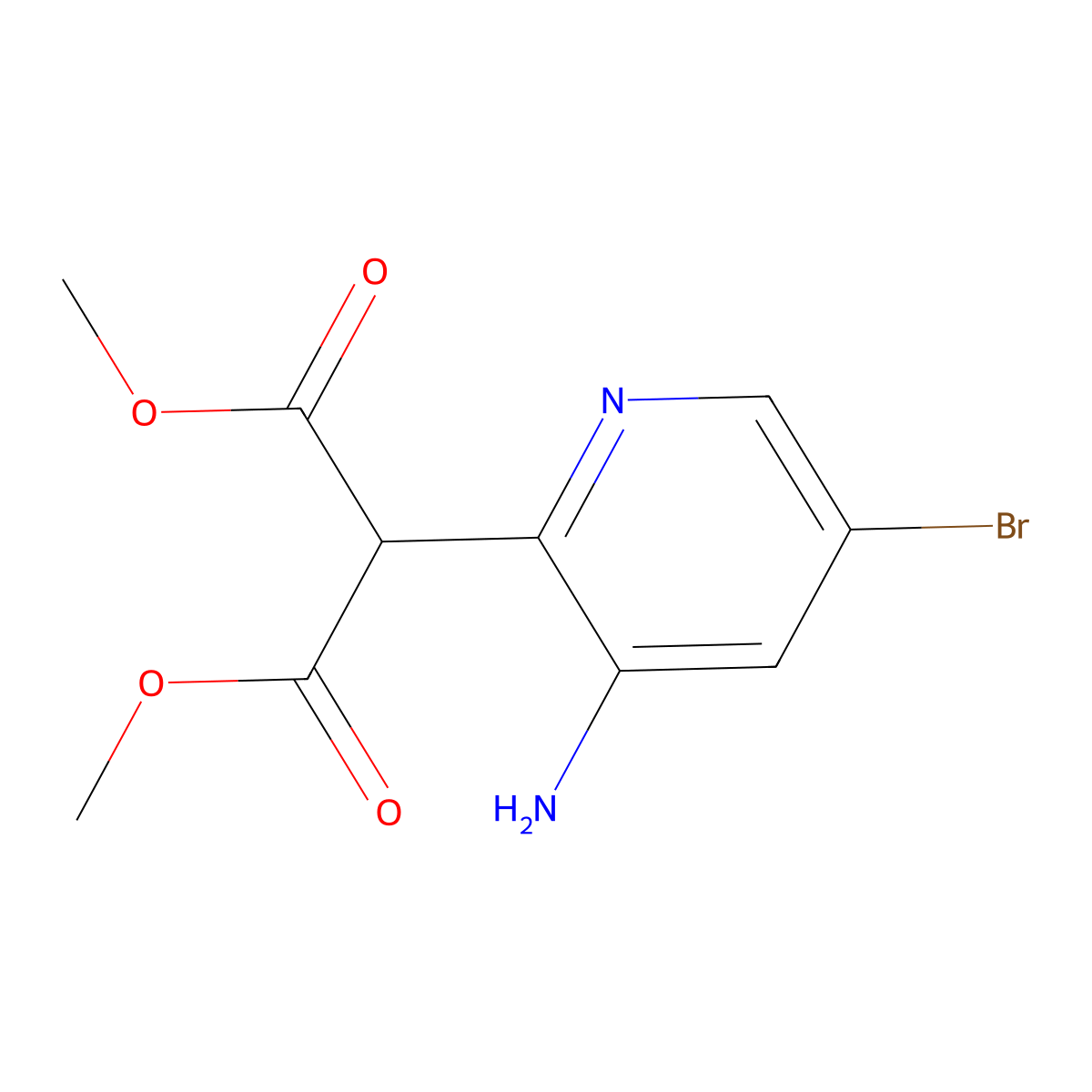 1,3-Dimethyl 2-(3-amino-5-bromopyridin-2-yl)propanedioate molecular structure, CAS 1373233-26-1