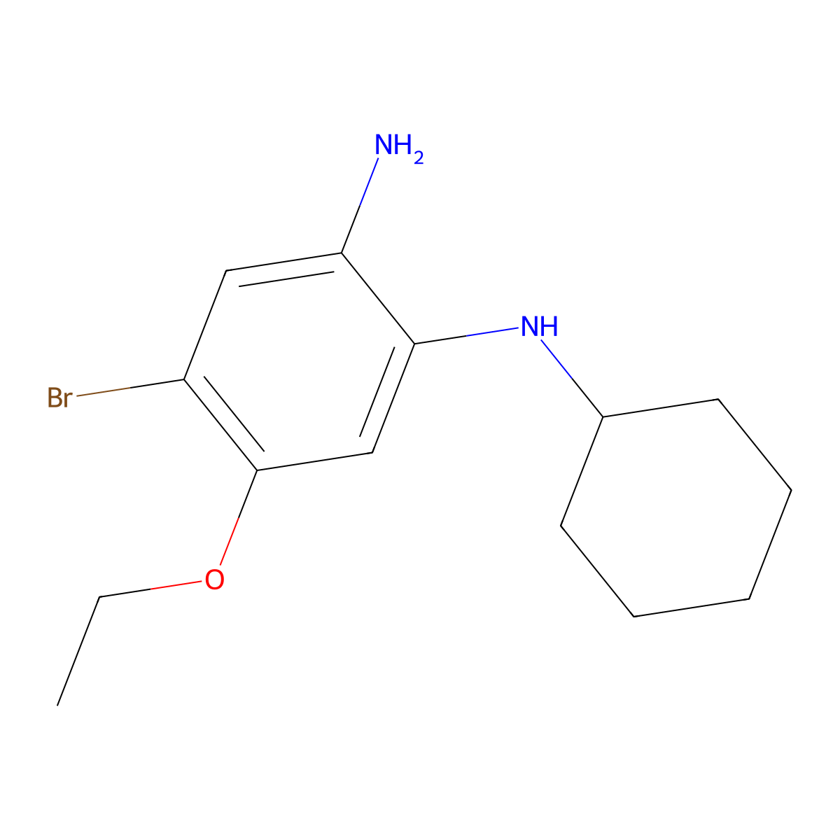4-Bromo-1-N-cyclohexyl-5-ethoxybenzene-1,2-diamine molecular structure, CAS 1373233-28-3