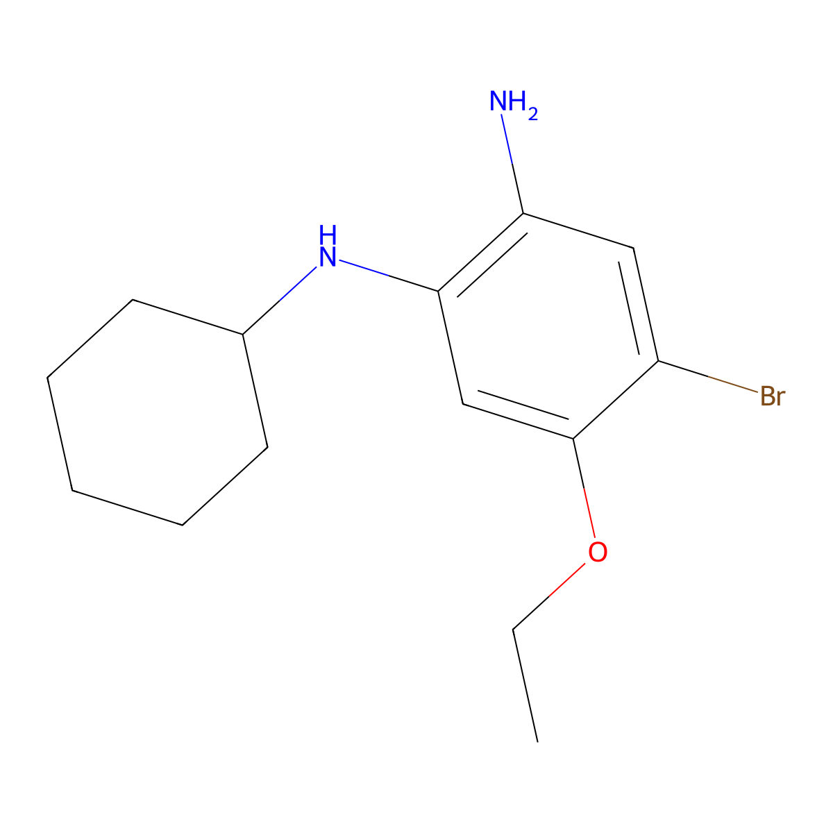 4-Bromo-1-N-cyclohexyl-5-ethoxybenzene-1,2-diamine molecular structure, CAS 1373233-28-3