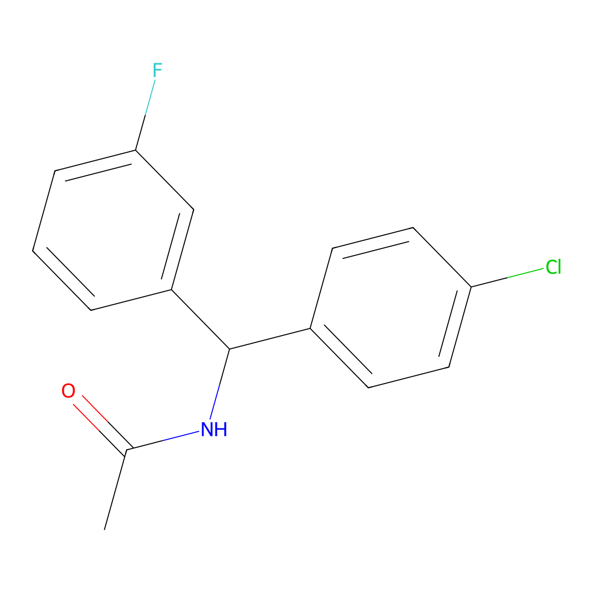 N-[(4-Chlorophenyl)(3-fluorophenyl)methyl]acetamide molecular structure, CAS 1373233-43-2