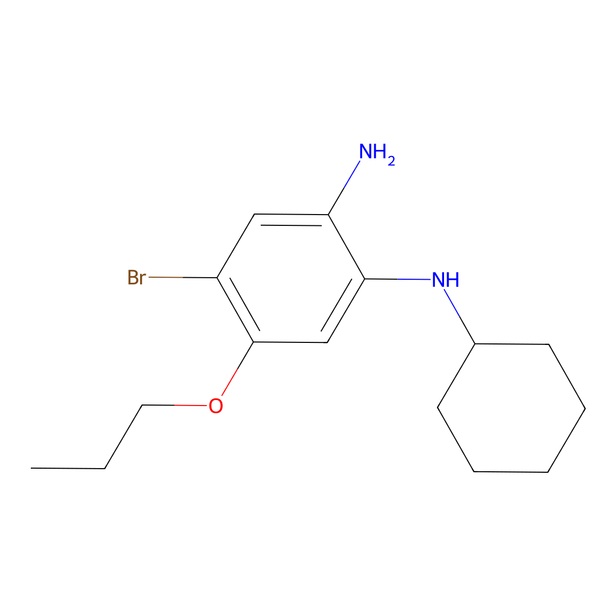 4-Bromo-1-N-cyclohexyl-5-propoxybenzene-1,2-diamine molecular structure, CAS 1373233-49-8