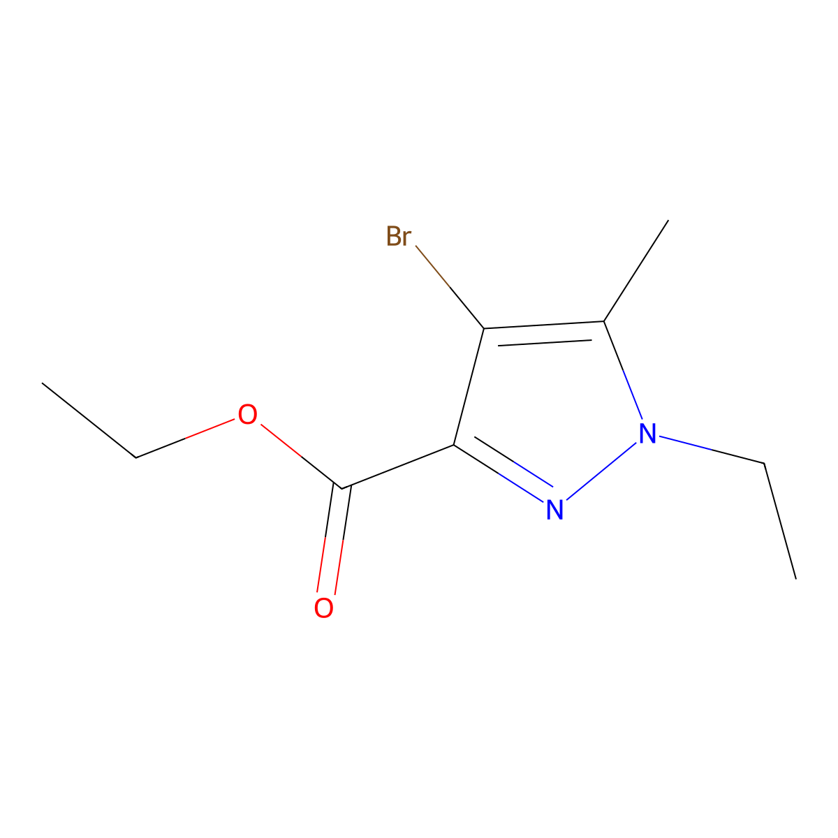 Ethyl 4-bromo-1-ethyl-5-methyl-1H-pyrazole-3-carboxylate molecular structure, CAS 1373247-11-0