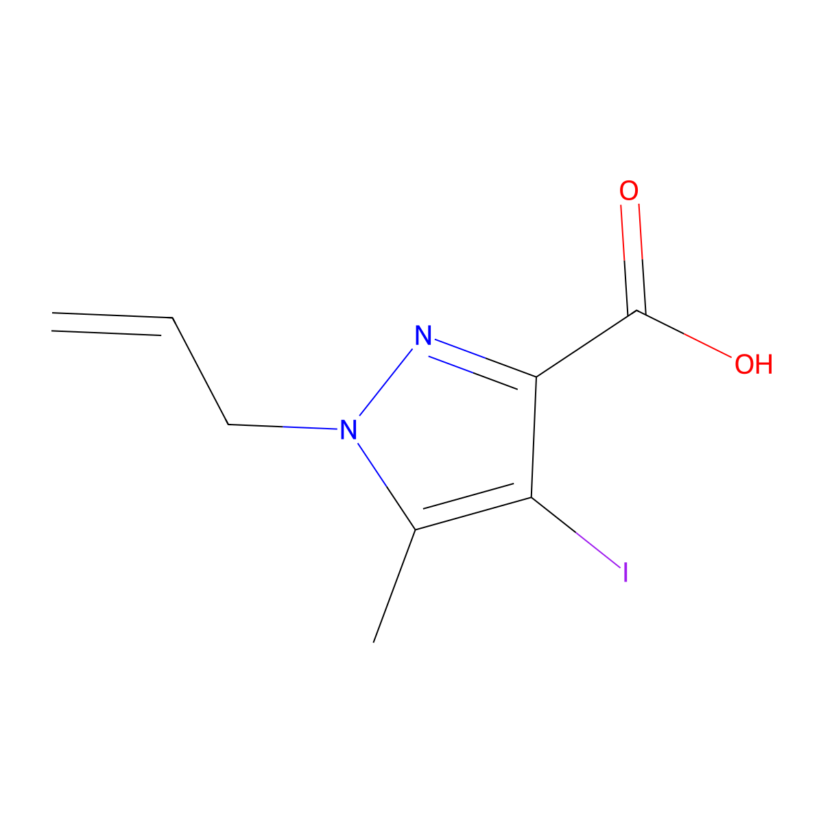 1-Allyl-4-iodo-5-methyl-1H-pyrazole-3-carboxylic acid molecular structure, CAS 1373247-63-2