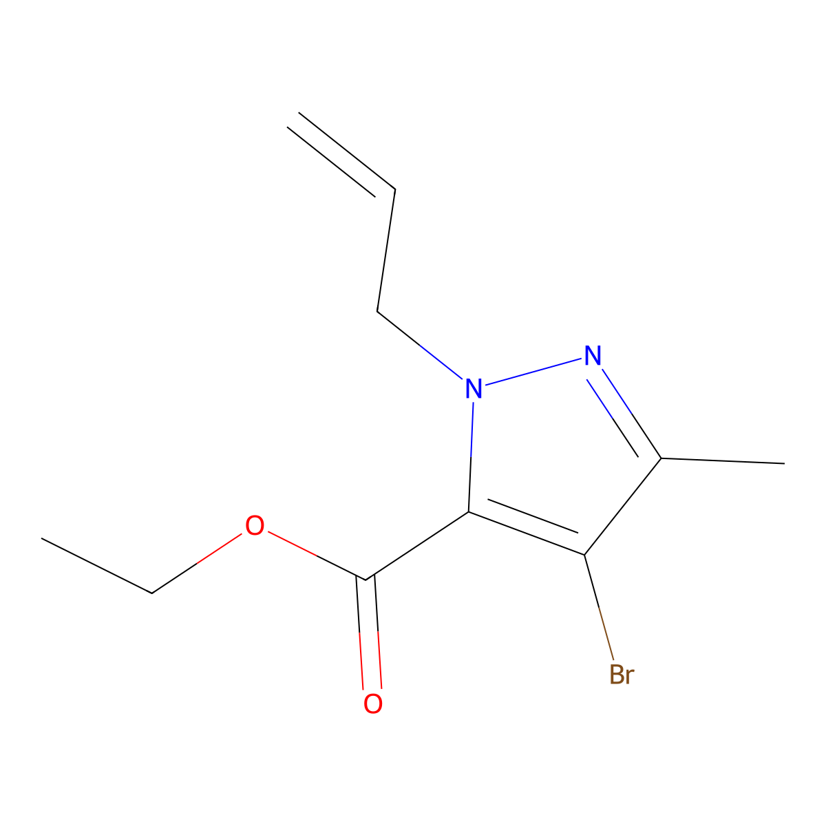 Ethyl 1-allyl-4-bromo-3-methyl-1H-pyrazole-5-carboxylate molecular structure, CAS 1373247-72-3