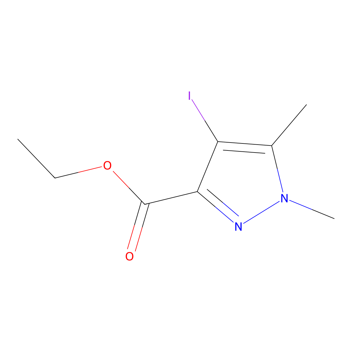 Ethyl 4-iodo-1,5-dimethyl-1H-pyrazole-3-carboxylate molecular structure, CAS 1373247-81-4