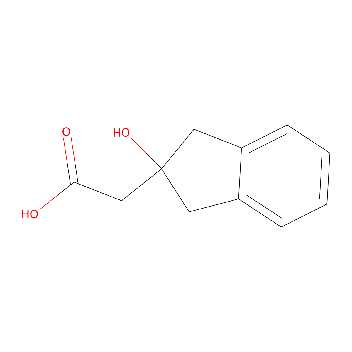 2-(2-hydroxy-2,3-dihydro-1H-inden-2-yl)acetic acid molecular structure, CAS 137325-77-0