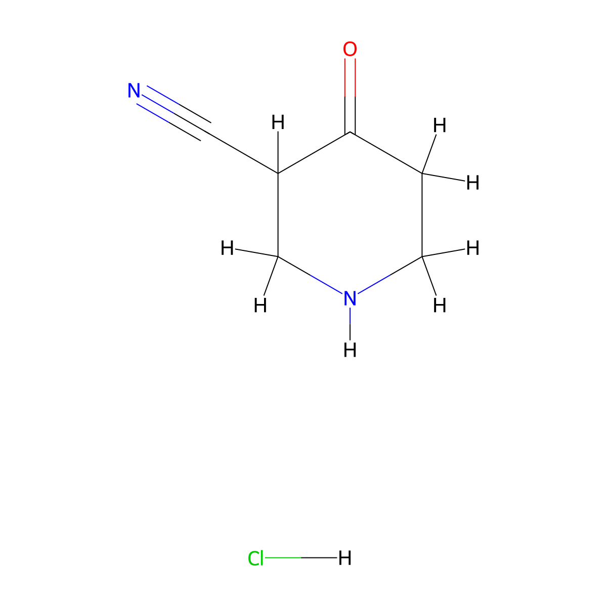 4-Oxopiperidine-3-carbonitrile hydrochloride molecular structure, CAS 1373253-28-1