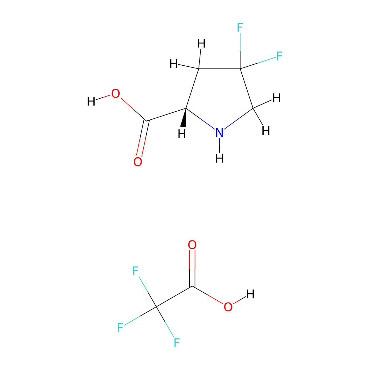 (S)-4,4-Difluoropyrrolidine-2-carboxylic acid 2,2,2-trifluoroacetic acid molecular structure, CAS 1373255-09-4