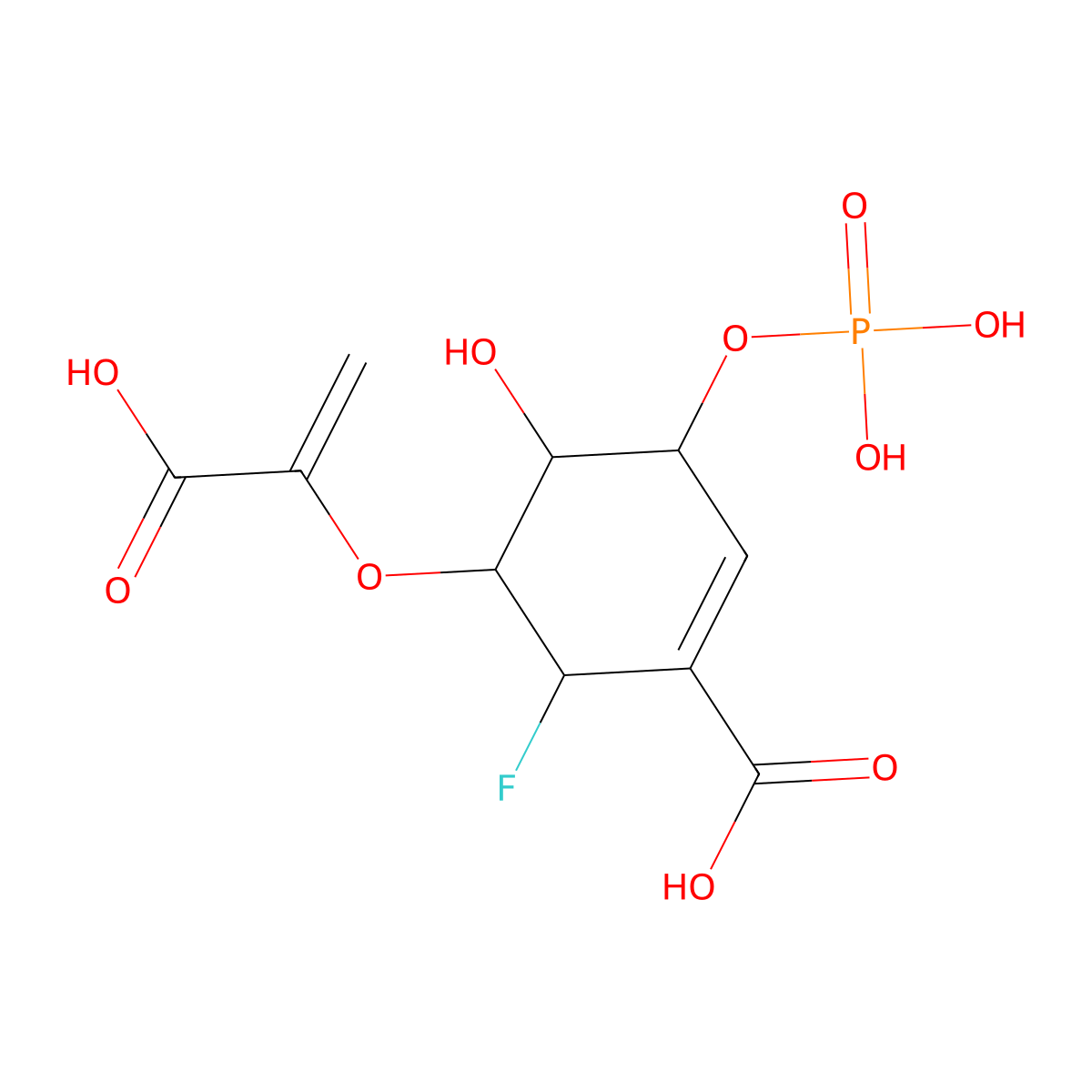 (6S)-6-fluoro-5-enolpyruvylshikimate 3-phosphate molecular structure, CAS 137330-49-5