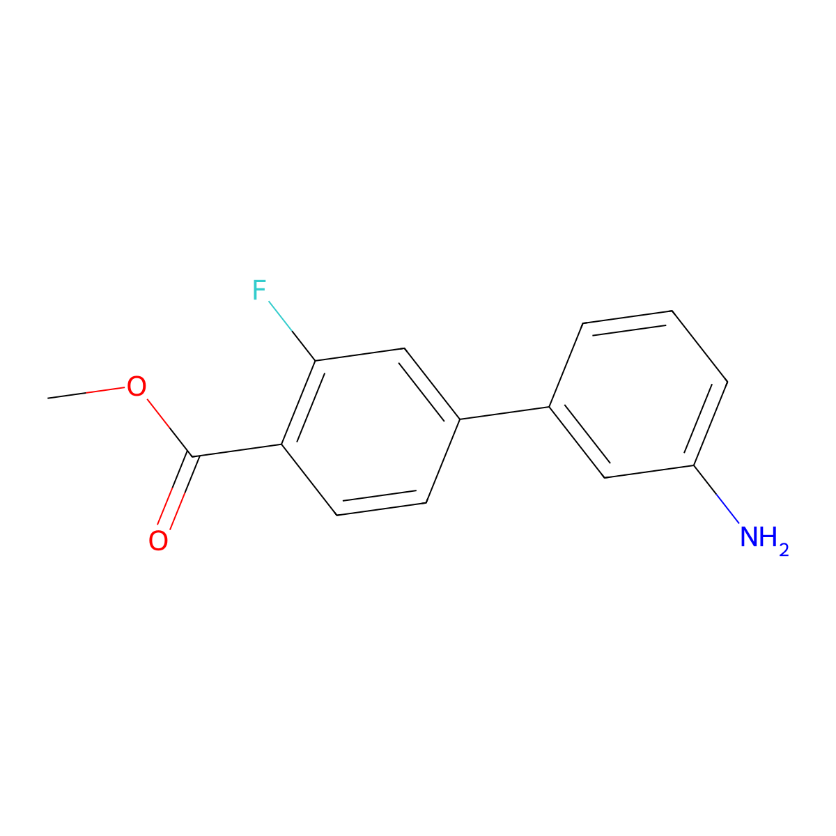 Methyl 4-(3-aminophenyl)-2-fluorobenzoate molecular structure, CAS 1373307-57-3