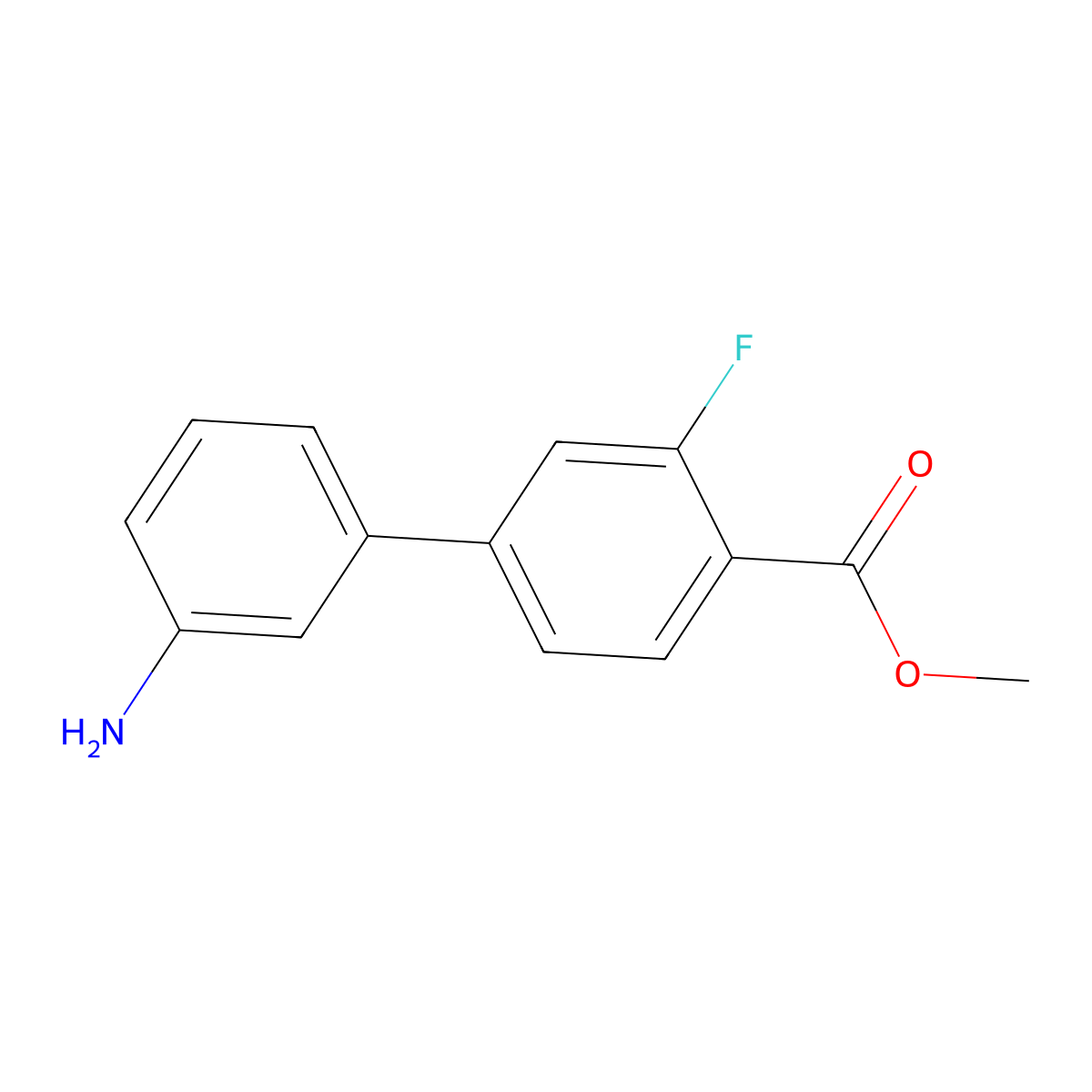Methyl 4-(3-aminophenyl)-2-fluorobenzoate molecular structure, CAS 1373307-57-3