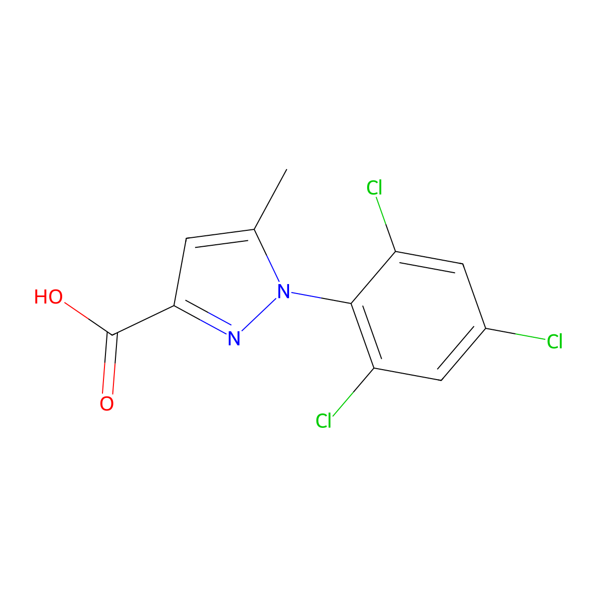 5-methyl-1-(2,4,6-trichlorophenyl)-1H-pyrazole-3-carboxylicacid molecular structure, CAS 1373319-40-4
