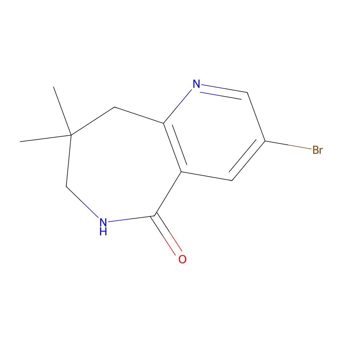3-bromo-8,8-dimethyl-6,7,8,9-tetrahydro-5H-pyrido[3,2-c]azepin-5-one molecular structure, CAS 1373337-59-7