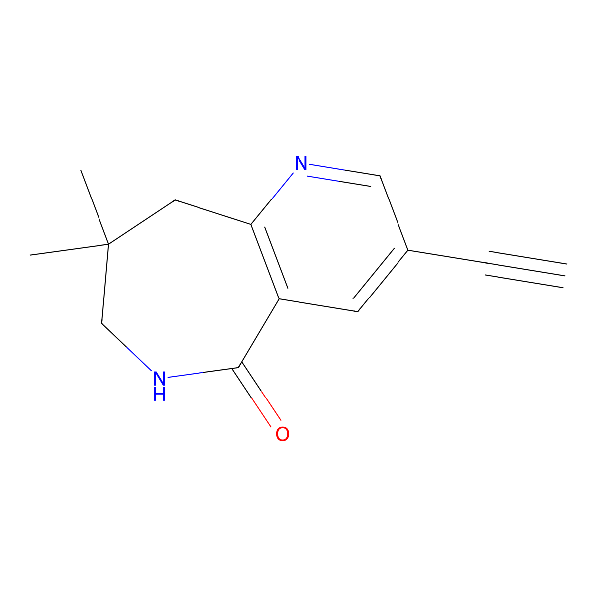 3-ethynyl-8,8-dimethyl-6,7,8,9-tetrahydro-5H-pyrido[3,2-c]azepin-5-one molecular structure, CAS 1373337-67-7