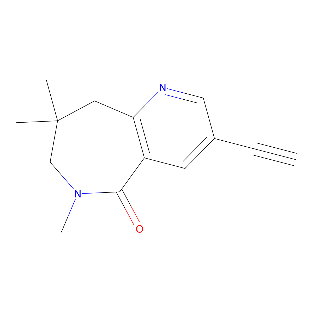 3-ethynyl-6,8,8-trimethyl-6,7,8,9-tetrahydro-5H-pyrido[3,2-c]azepin-5-one molecular structure, CAS 1373337-68-8