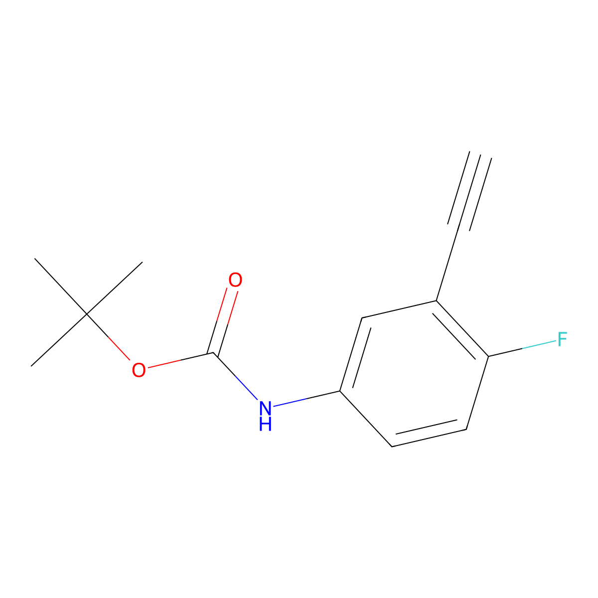 tert-butyl N-(3-ethynyl-4-fluorophenyl)carbamate molecular structure, CAS 1373338-11-4