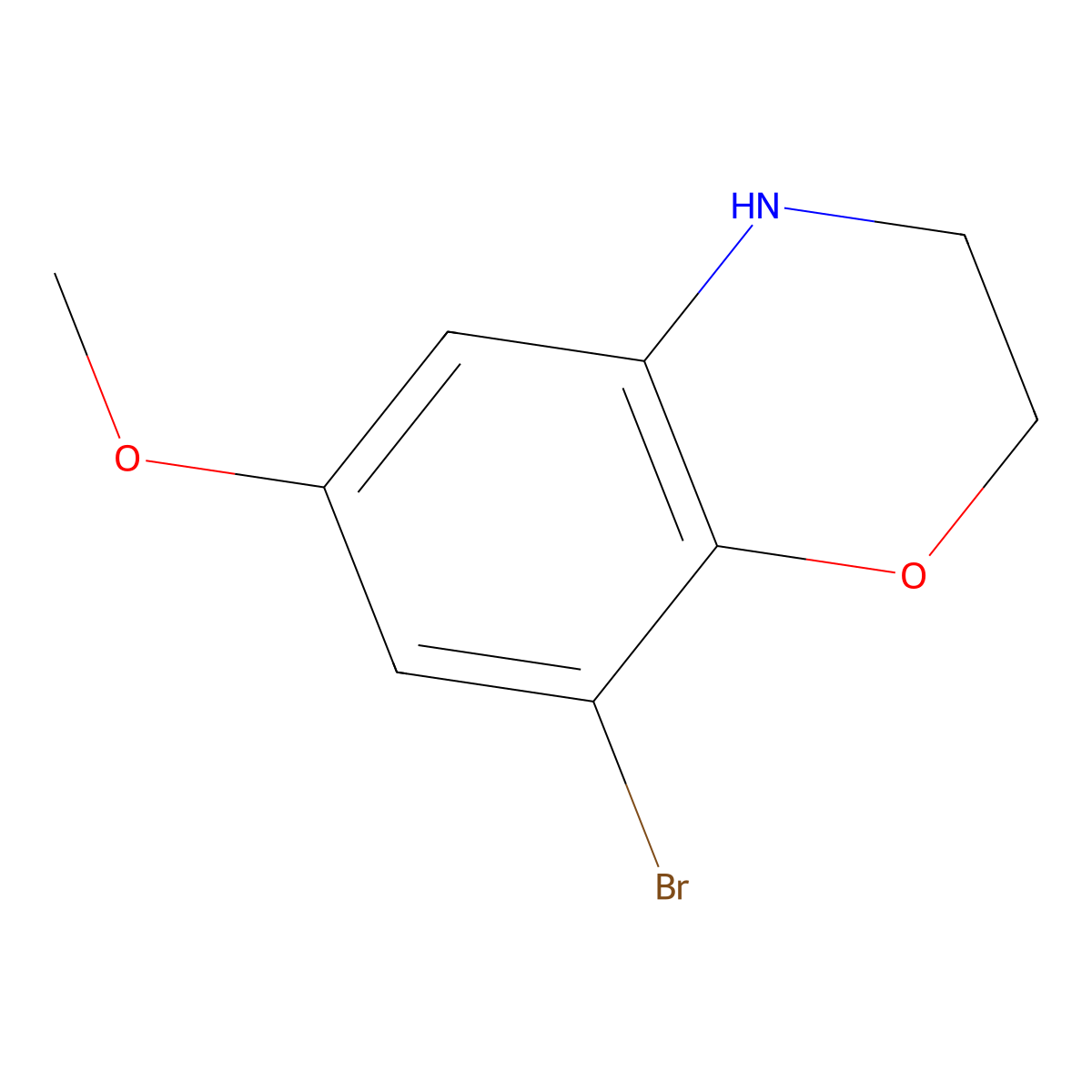 8-bromo-6-methoxy-3,4-dihydro-2H-1,4-benzoxazine molecular structure, CAS 1373348-94-7