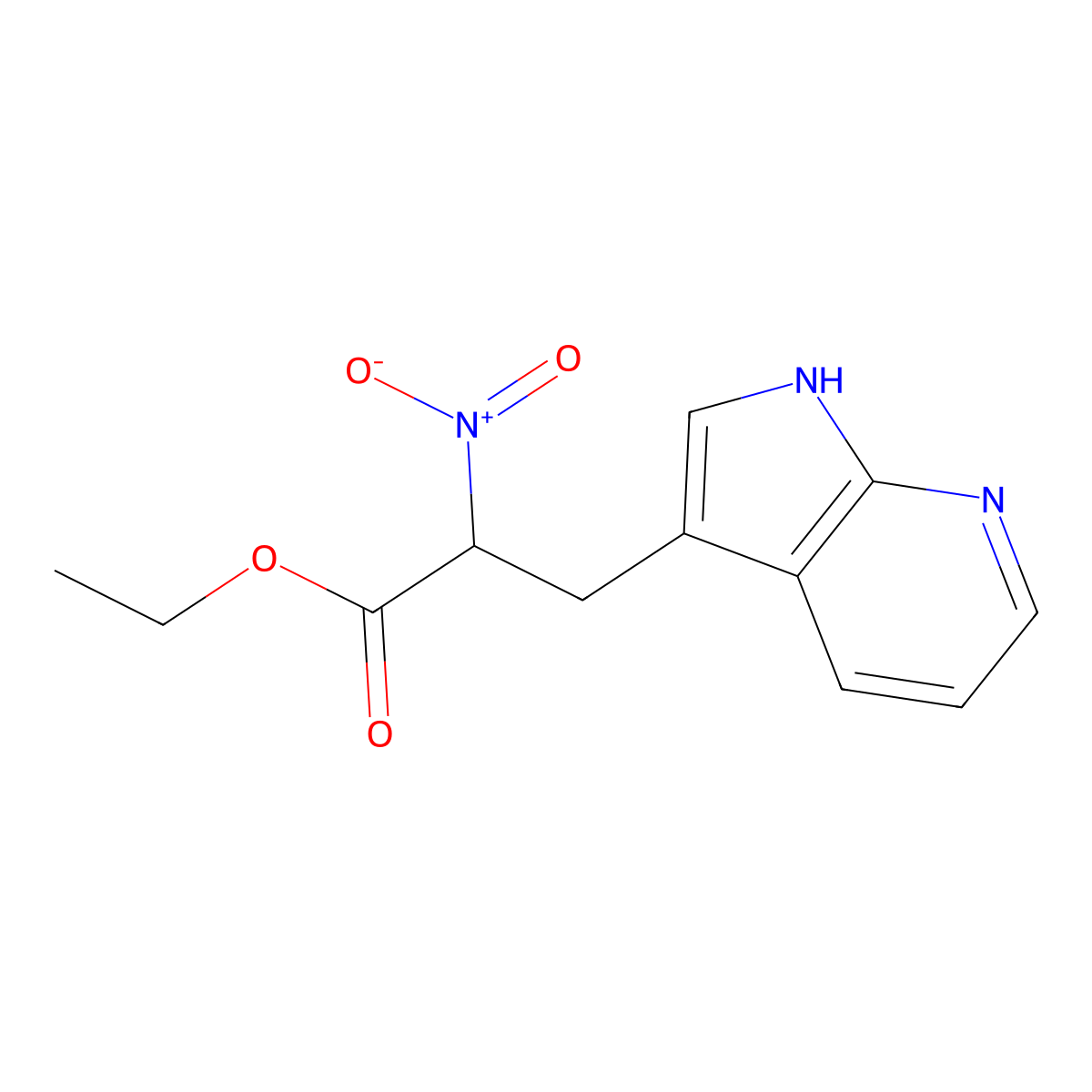 ethyl 2-nitro-3-{1H-pyrrolo[2,3-b]pyridin-3-yl}propanoate molecular structure, CAS 1373348-96-9