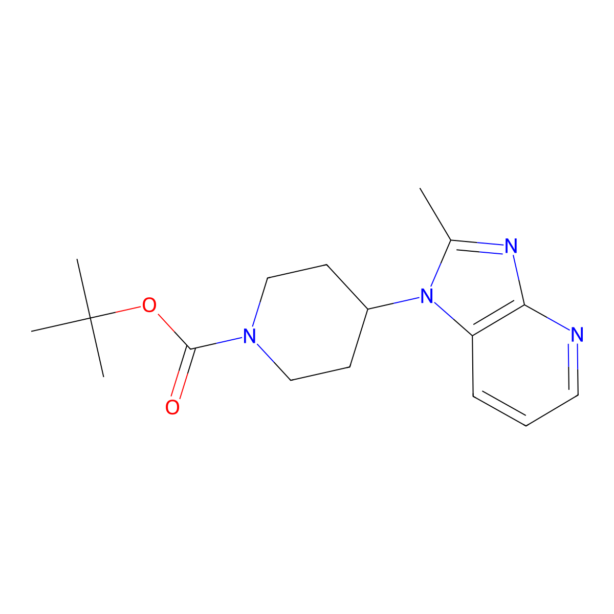 tert-butyl 4-{2-methyl-1H-imidazo[4,5-b]pyridin-1-yl}piperidine-1-carboxylate molecular structure, CAS 1373350-44-7