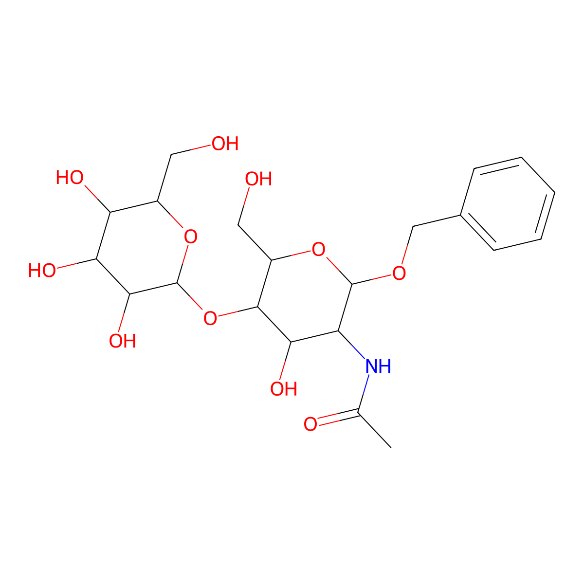 Benzyl 2-acetamido-2-deoxy-4-O-(b-D-galactopyranosyl)-a-D-galactopyranoside molecular structure, CAS 1373368-54-7