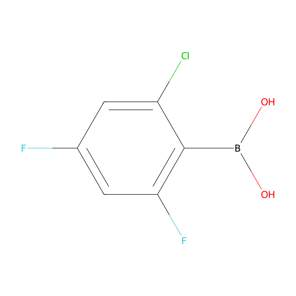 B-(2-Chloro-4,6-difluorophenyl)boronic acid molecular structure, CAS 1373393-48-6
