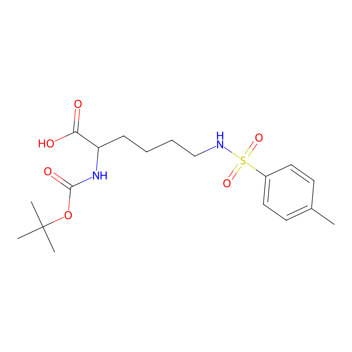 (S)-2-((tert-Butoxycarbonyl)amino)-6-(4-methylphenylsulfonamido)hexanoic acid molecular structure, CAS 13734-29-7