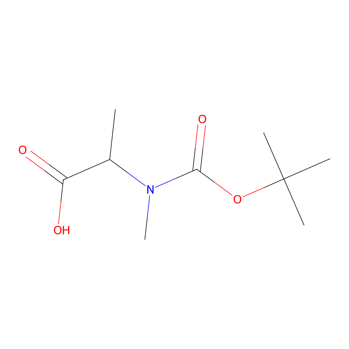 2-(((Tert-butoxy)carbonyl)(methyl)amino)propanoic acid molecular structure, CAS 13734-31-1