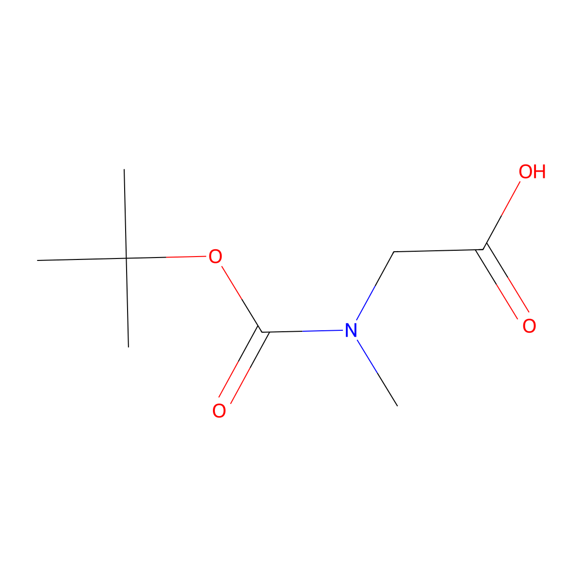 Glycine, N-[(1,1-dimethylethoxy)carbonyl]-N-methyl- molecular structure, CAS 13734-36-6