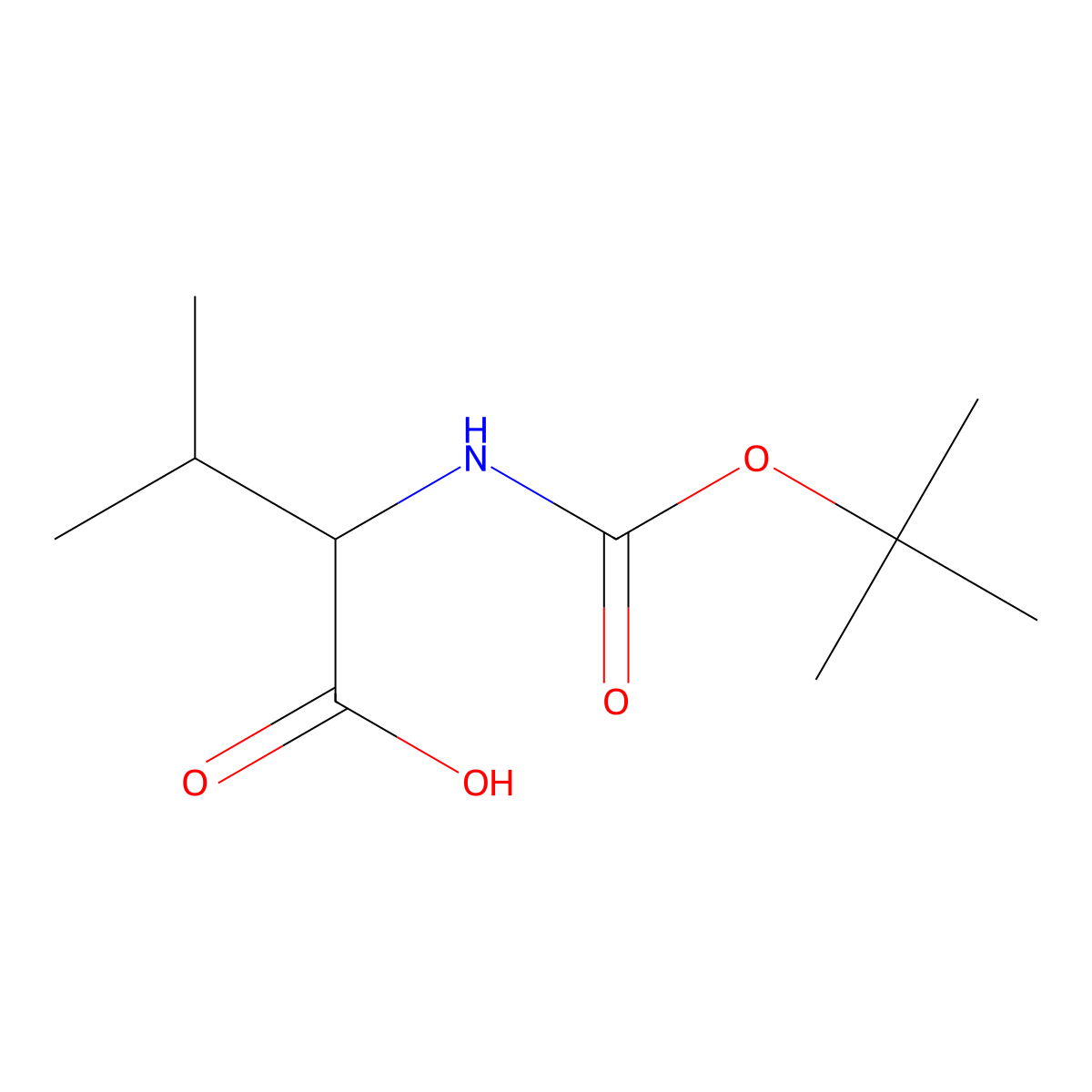Boc-L-Valine molecular structure, CAS 13734-41-3