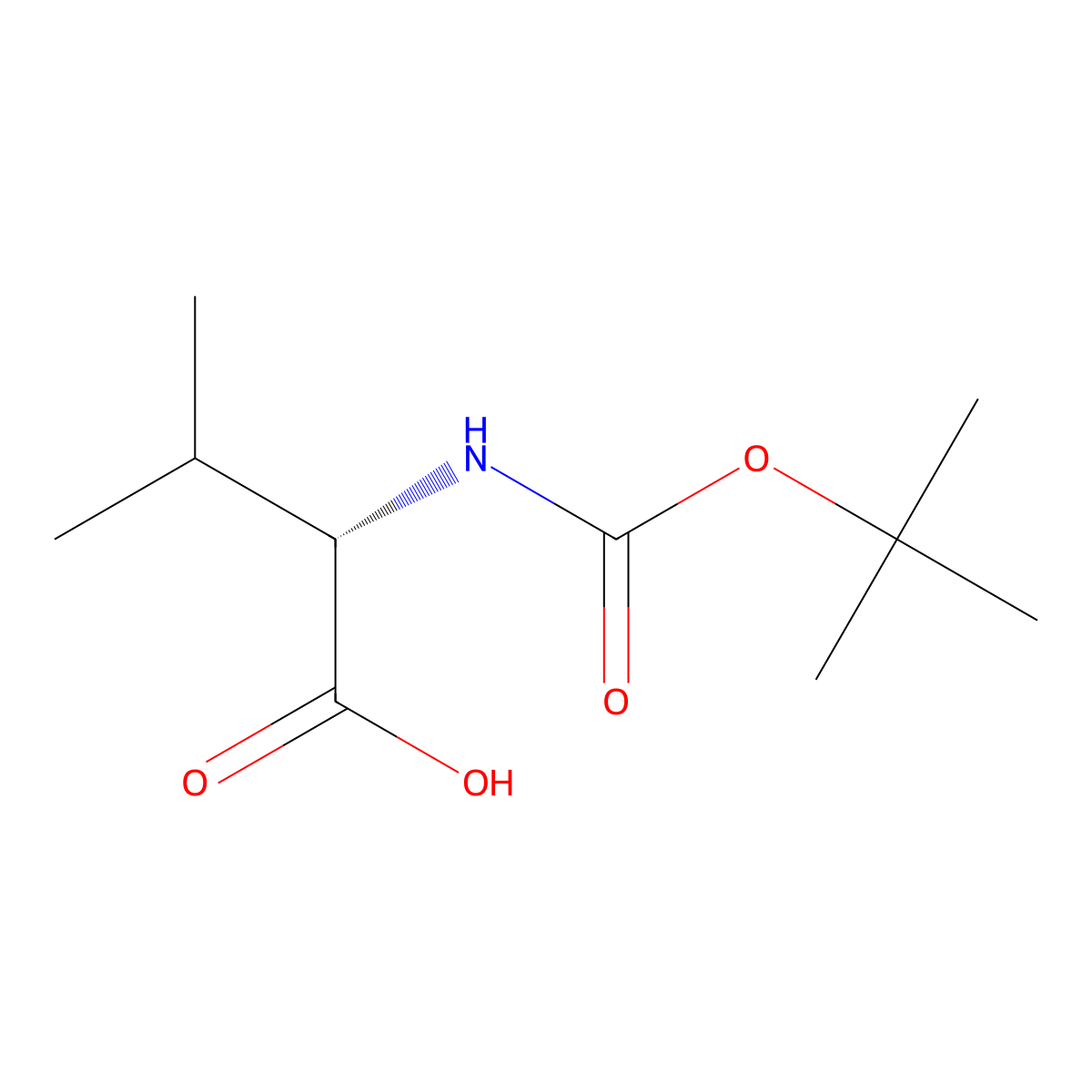 Boc-L-Valine molecular structure, CAS 13734-41-3