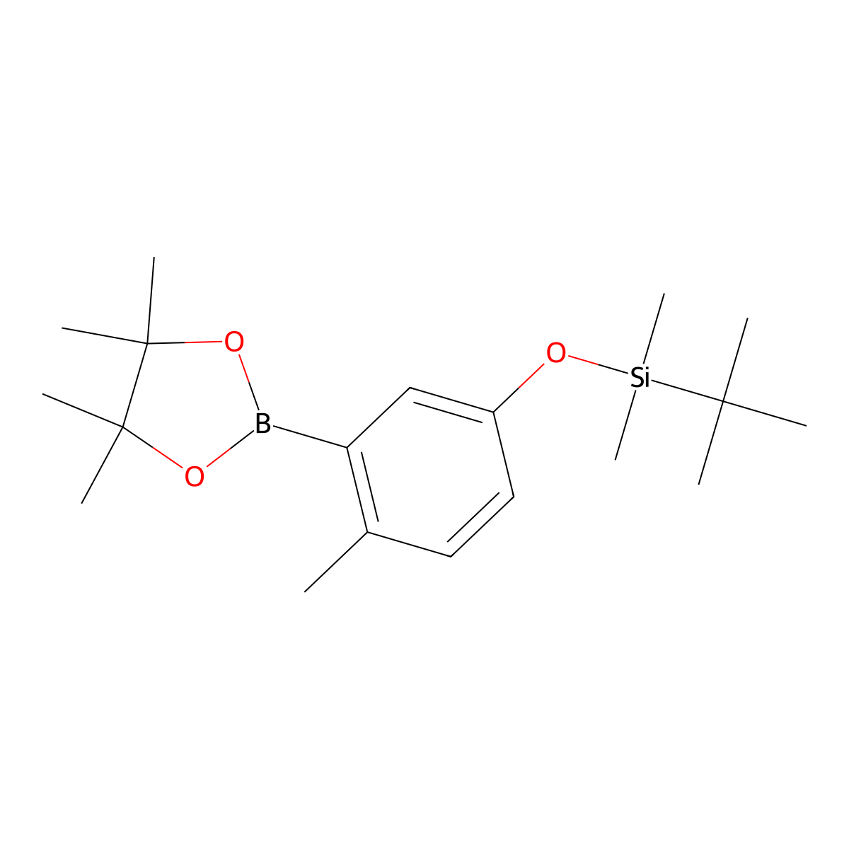 Tert-butyldimethyl[4-methyl-3-(tetramethyl-1,3,2-dioxaborolan-2-yl)phenoxy]silane molecular structure, CAS 1373403-28-1