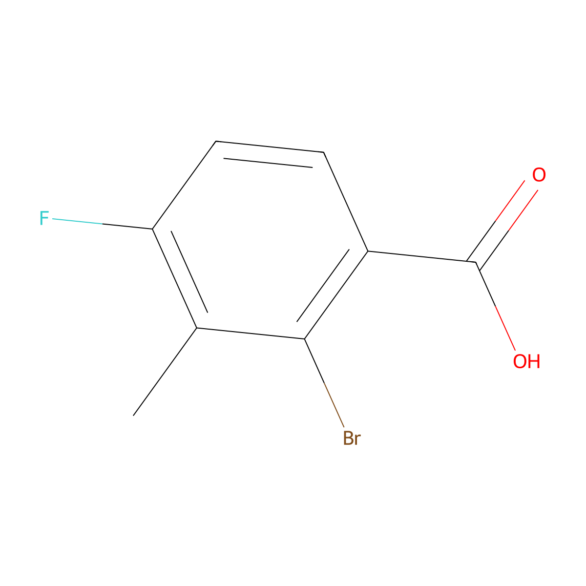 2-Bromo-4-fluoro-3-methylbenzoic acid molecular structure, CAS 1373412-97-5