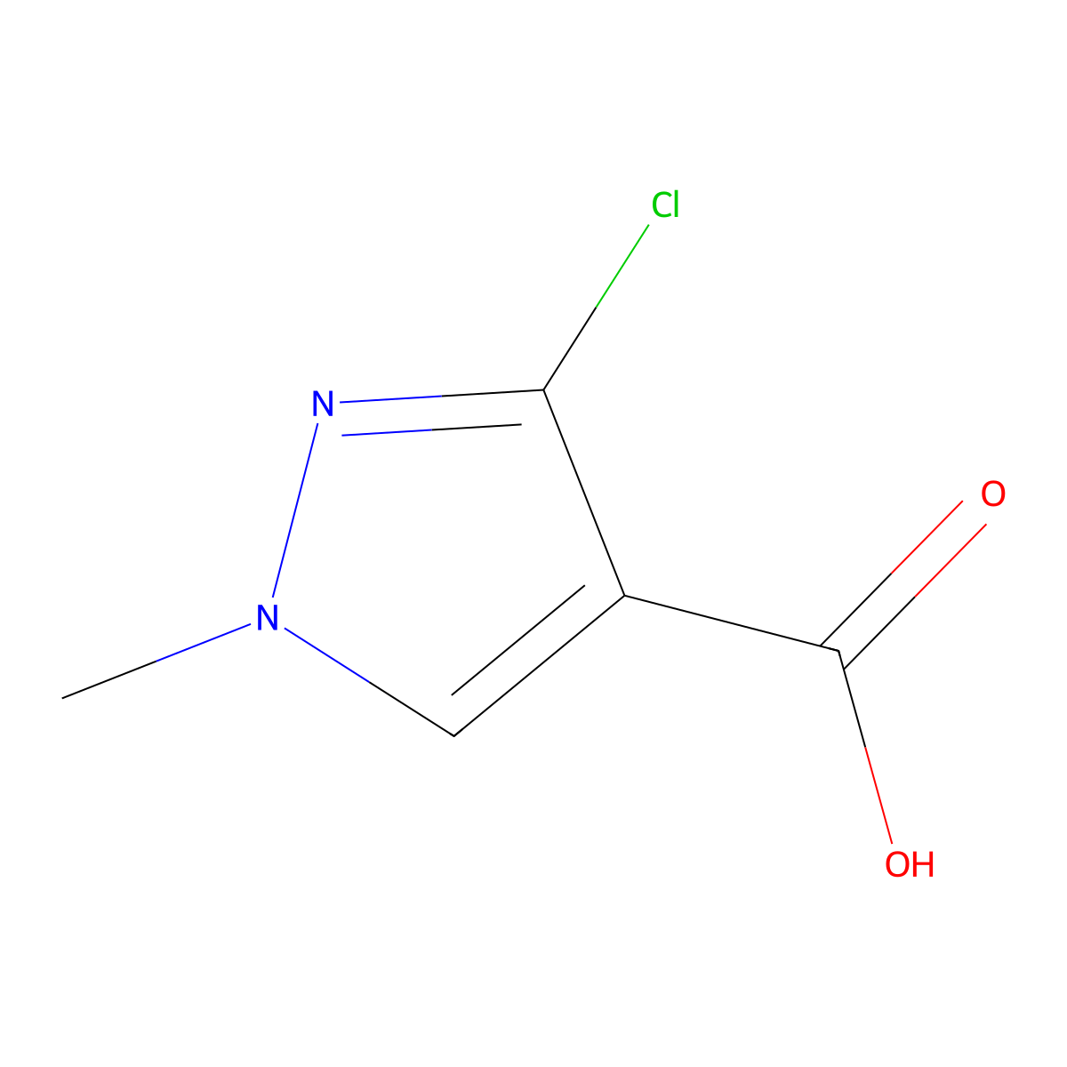 3-chloro-1-methyl-1H-pyrazole-4-carboxylic acid molecular structure, CAS 137343-52-3