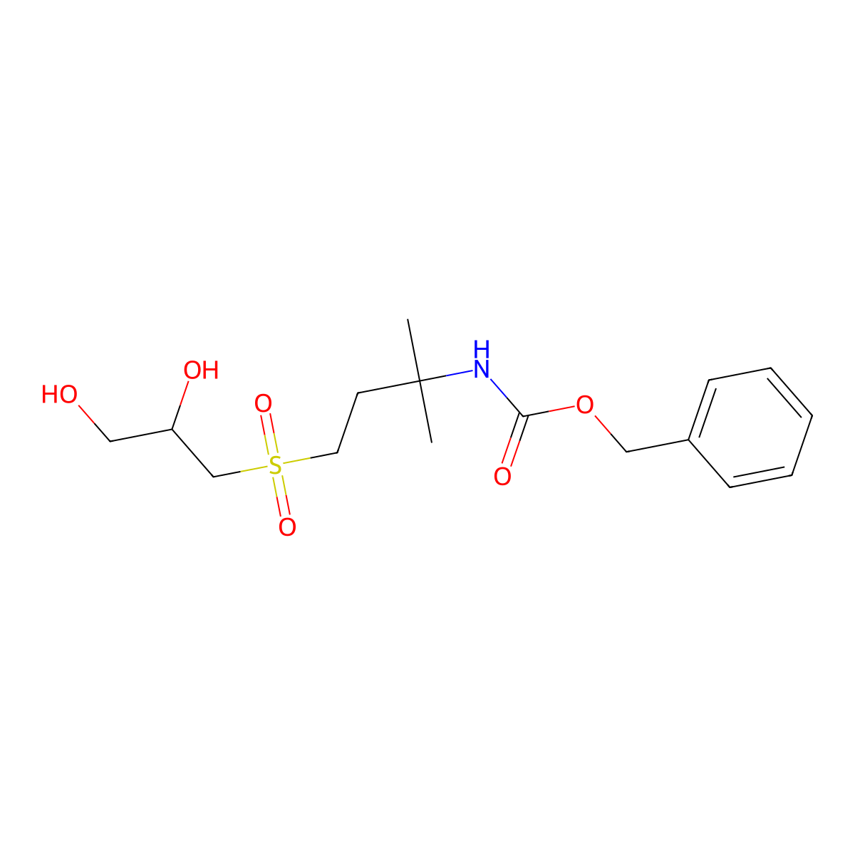 Benzyl (4-((2,3-dihydroxypropyl)sulfonyl)-2-methylbutan-2-yl)carbamate molecular structure, CAS 1373433-58-9