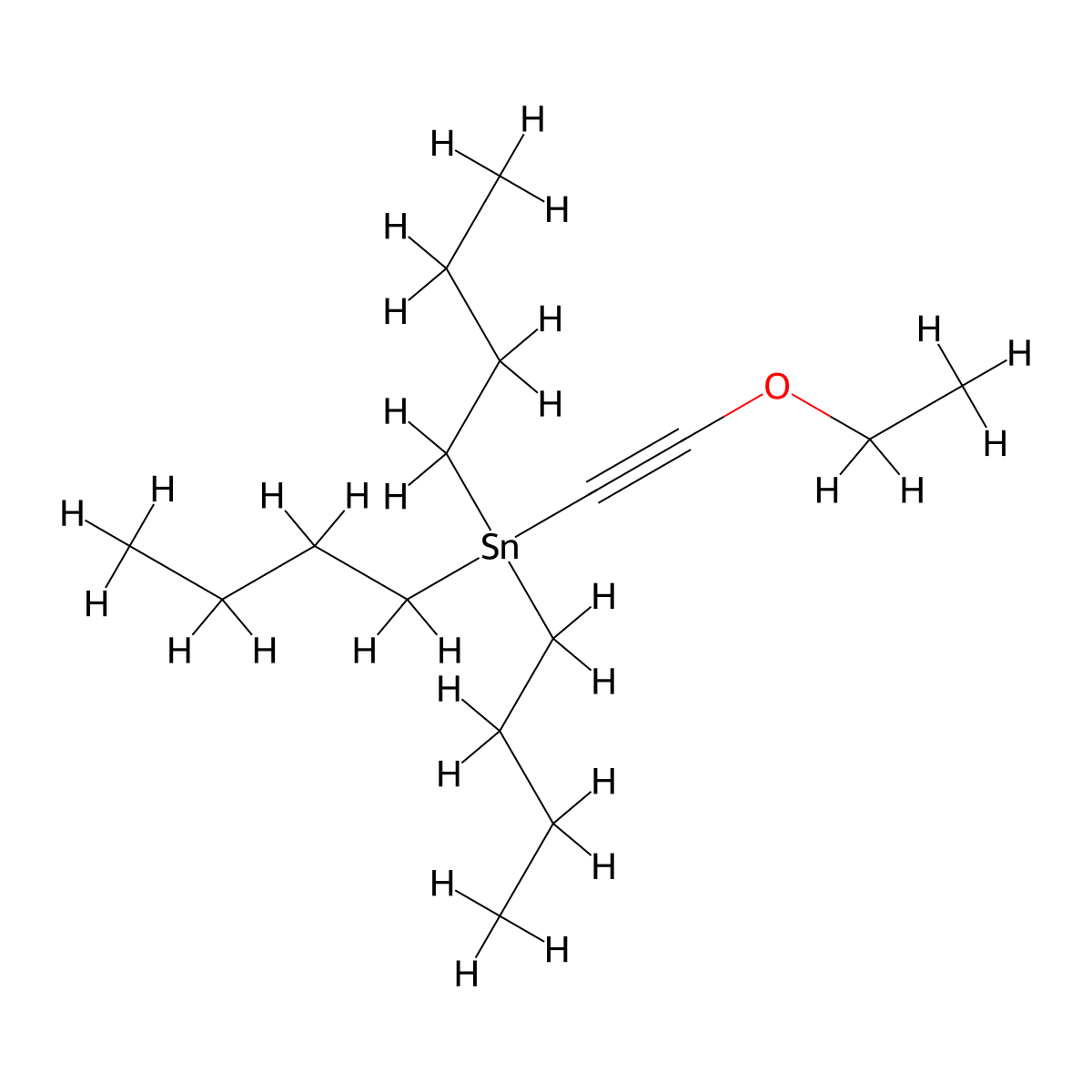2-Ethoxyethynyltributylstannane tech grade molecular structure, CAS 137344-20-8