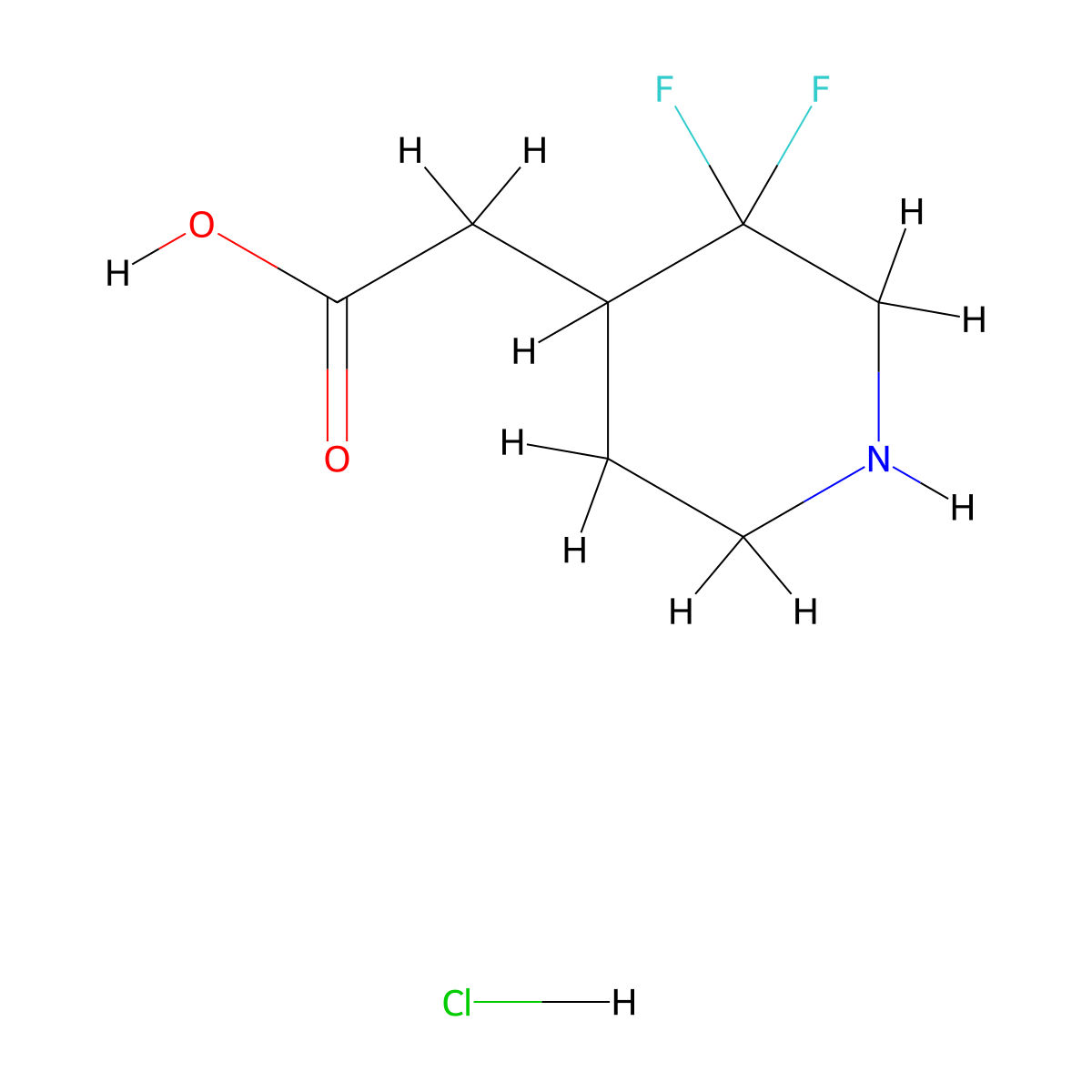 2-(3,3-Difluoropiperidin-4-YL)acetic acid hydrochloride molecular structure, CAS 1373502-70-5