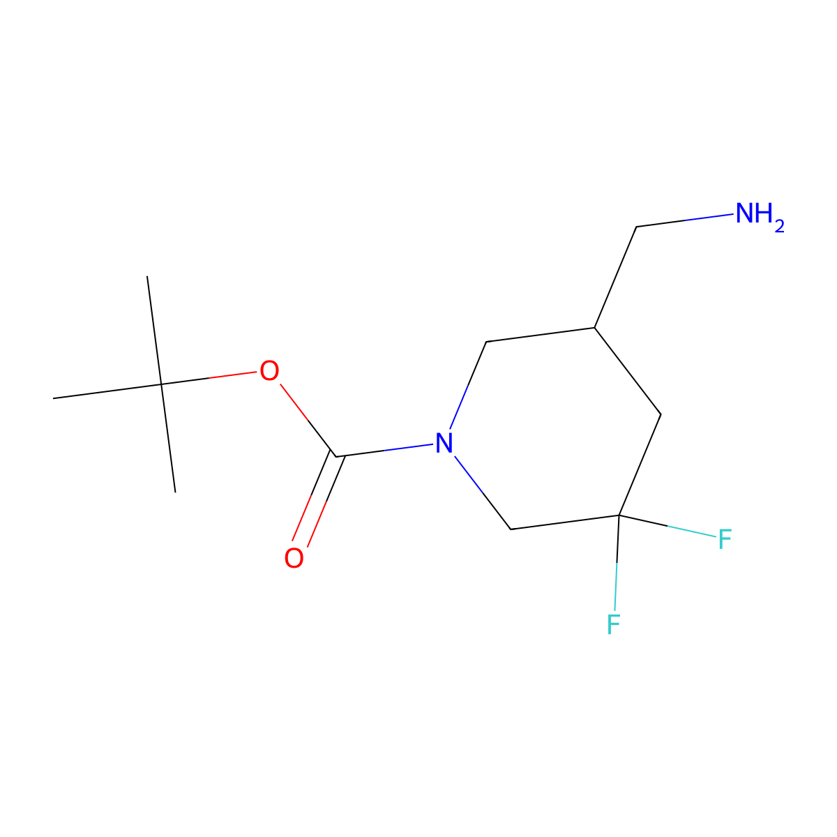 Tert-butyl 5-(aminomethyl)-3,3-difluoropiperidine-1-carboxylate molecular structure, CAS 1373502-92-1