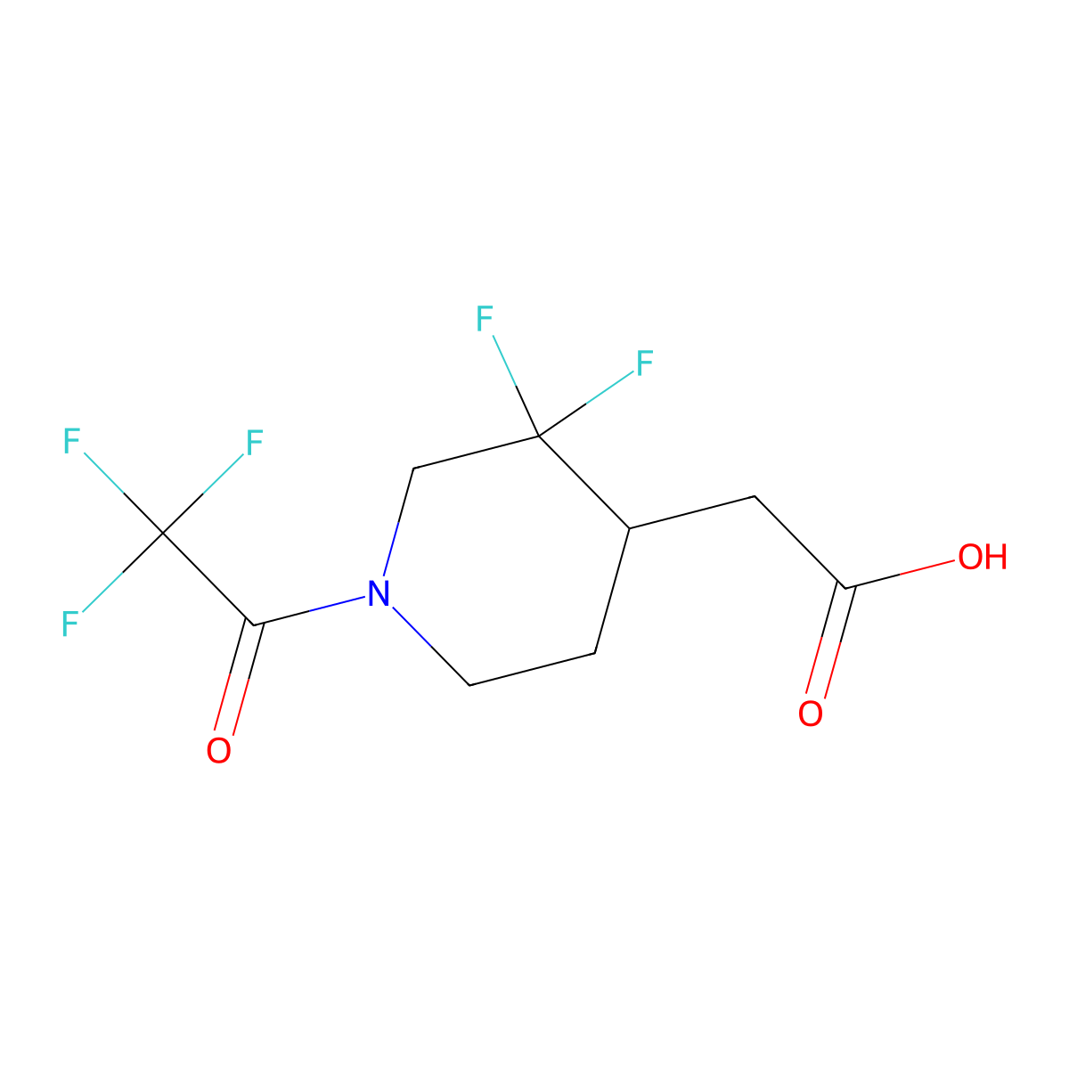 2-[3,3-Difluoro-1-(trifluoroacetyl)piperidin-4-yl]acetic acid molecular structure, CAS 1373502-93-2
