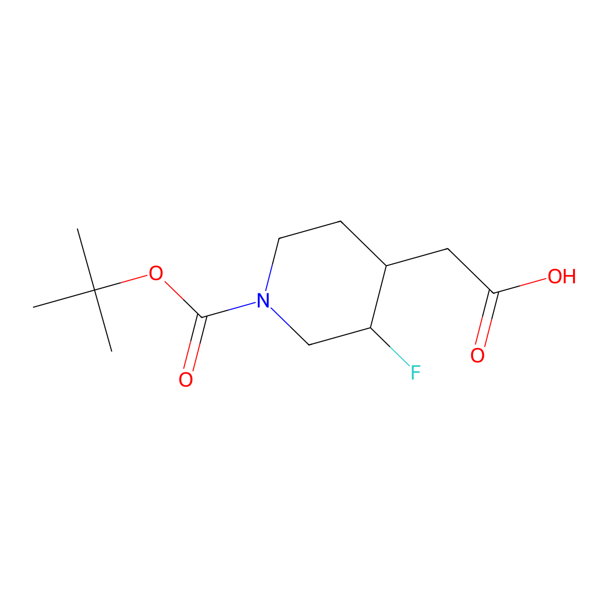 2-{1-[(Tert-butoxy)carbonyl]-3-fluoropiperidin-4-yl}acetic acid molecular structure, CAS 1373502-96-5