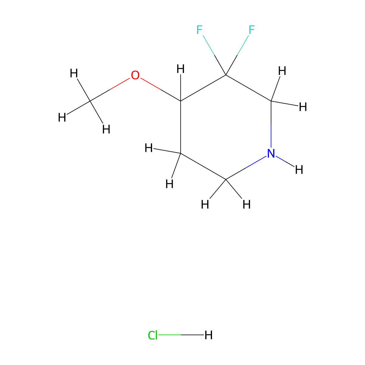 3,3-Difluoro-4-methoxypiperidine hydrochloride molecular structure, CAS 1373503-02-6