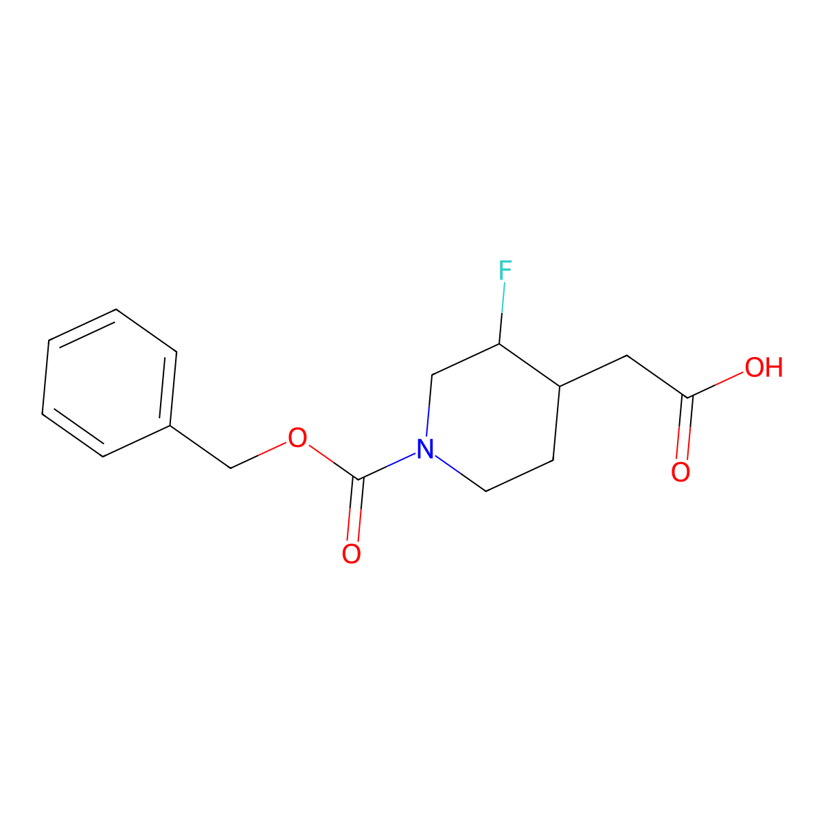 2-{1-[(Benzyloxy)carbonyl]-3-fluoropiperidin-4-yl}acetic acid molecular structure, CAS 1373503-25-3