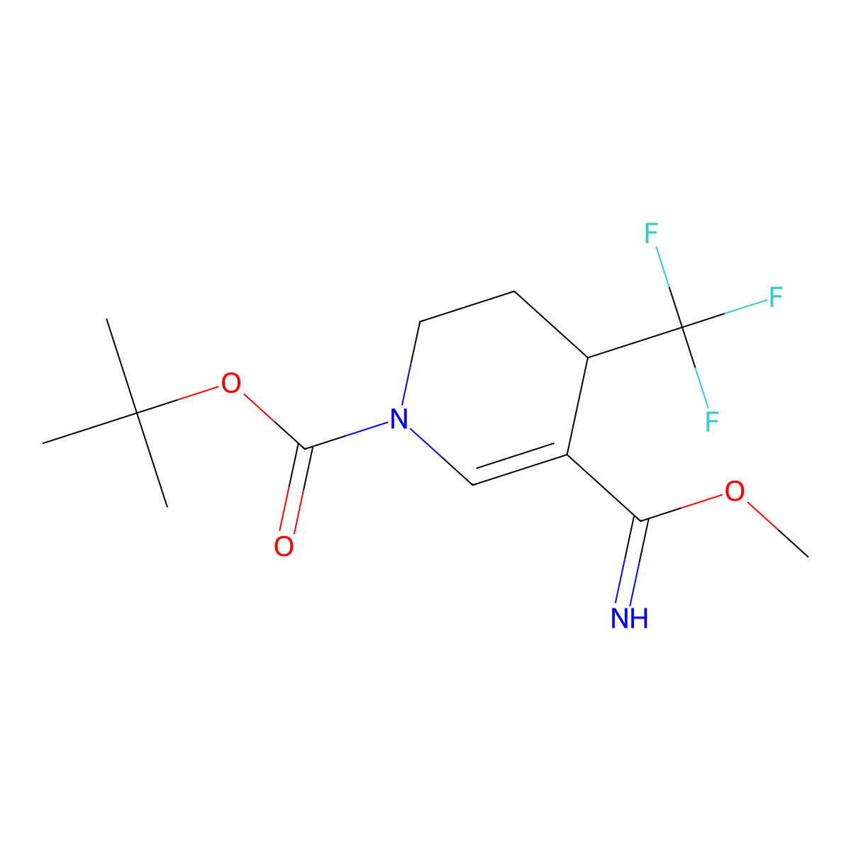 tert-Butyl 5-(imino(methoxy)methyl)-4-(trifluoromethyl)-3,4-dihydropyridine-1(2H)-carboxylate molecular structure, CAS 1373503-34-4