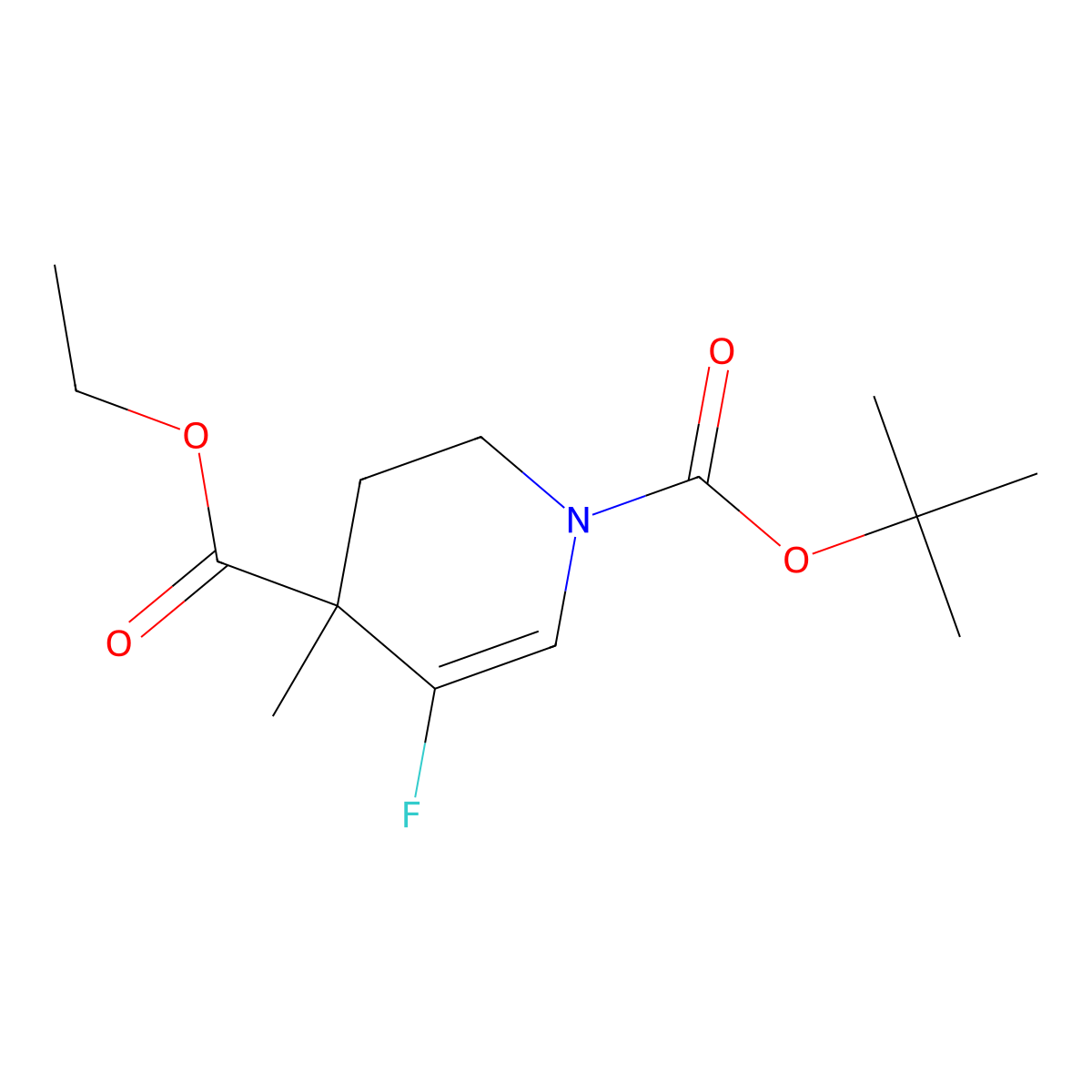 1-tert-Butyl 4-ethyl 5-fluoro-4-methyl-3,4-dihydropyridine-1,4(2H)-dicarboxylate molecular structure, CAS 1373503-36-6