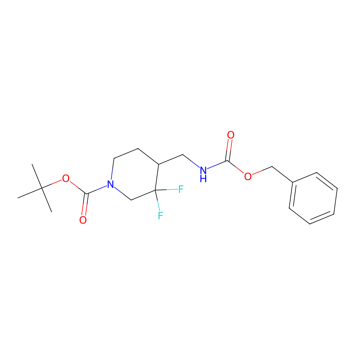 tert-Butyl 4-((benzyloxycarbonylamino)methyl)-3,3-difluoropiperidine-1-carboxylate molecular structure, CAS 1373503-45-7
