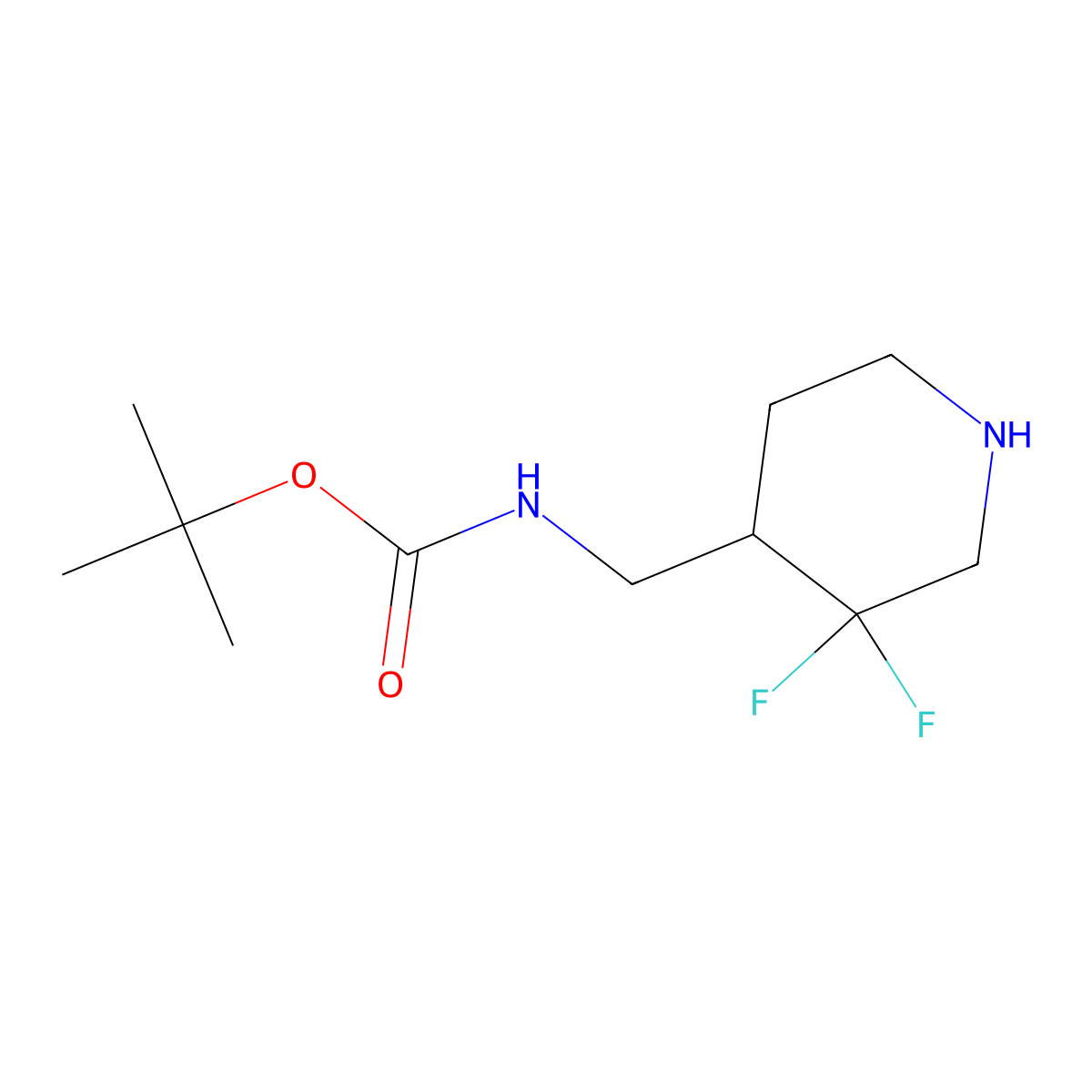 tert-Butyl N-[(3,3-difluoropiperidin-4-yl)methyl]carbamate molecular structure, CAS 1373503-50-4