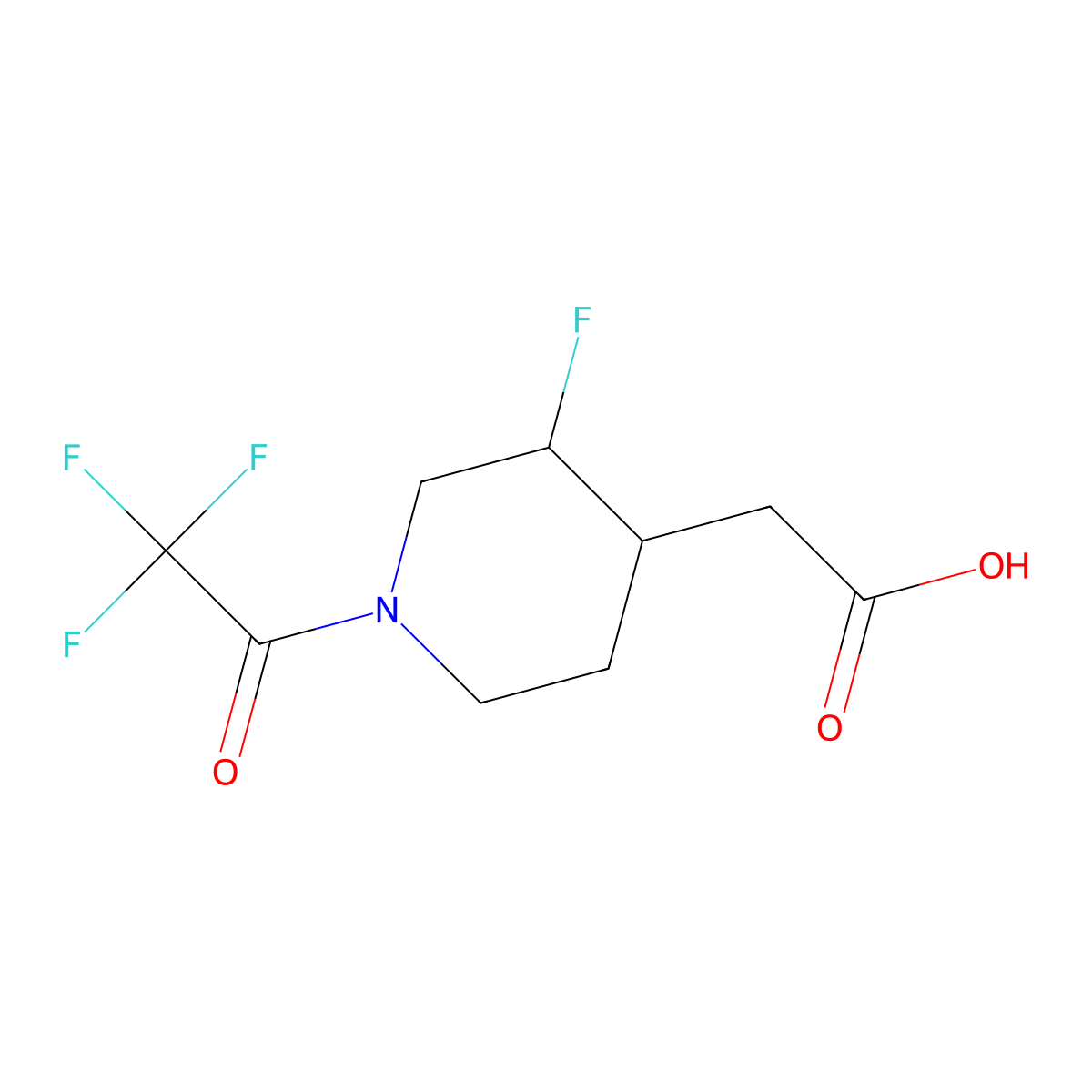 2-[3-Fluoro-1-(trifluoroacetyl)piperidin-4-yl]acetic acid molecular structure, CAS 1373503-55-9