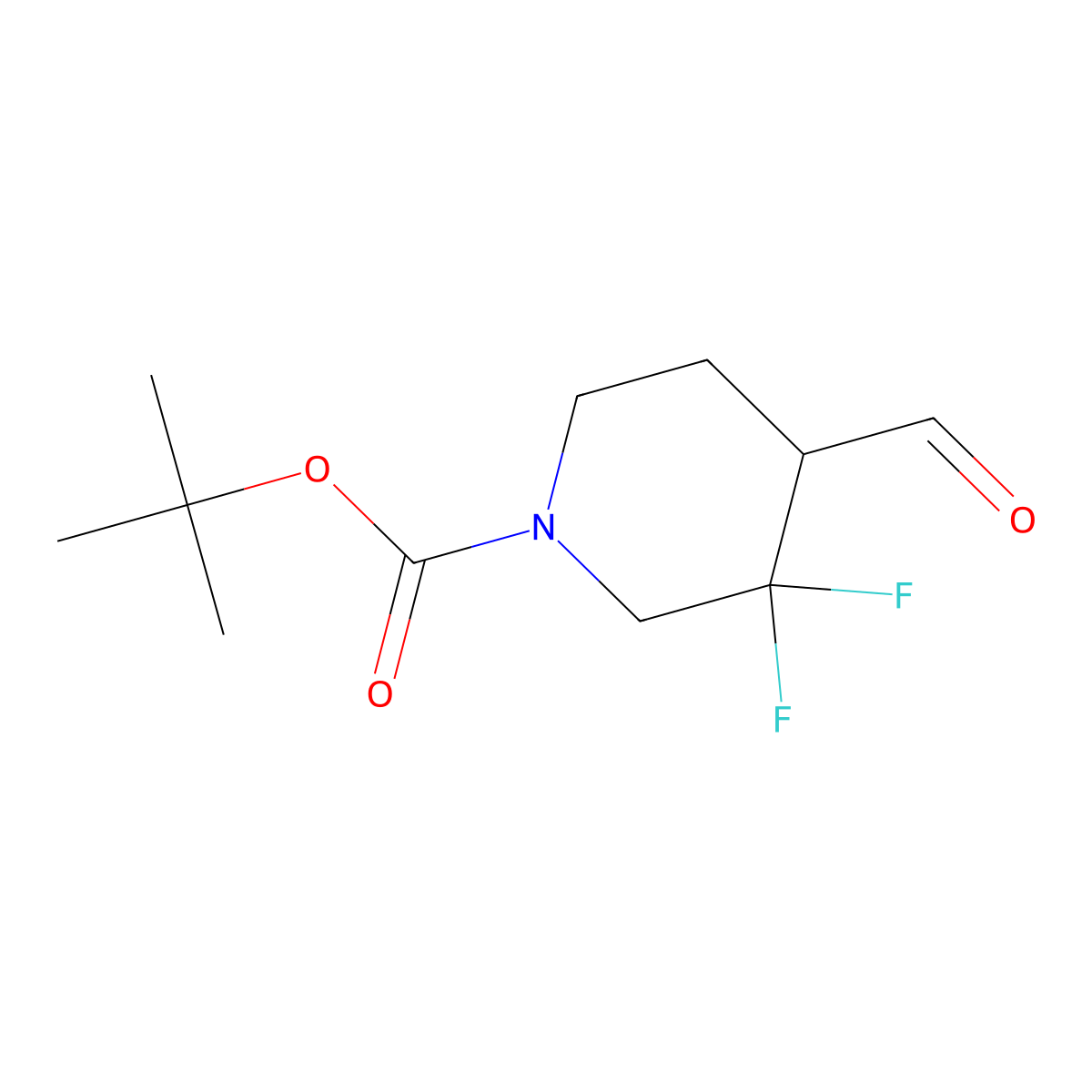 Tert-butyl 3,3-difluoro-4-formylpiperidine-1-carboxylate molecular structure, CAS 1373503-65-1